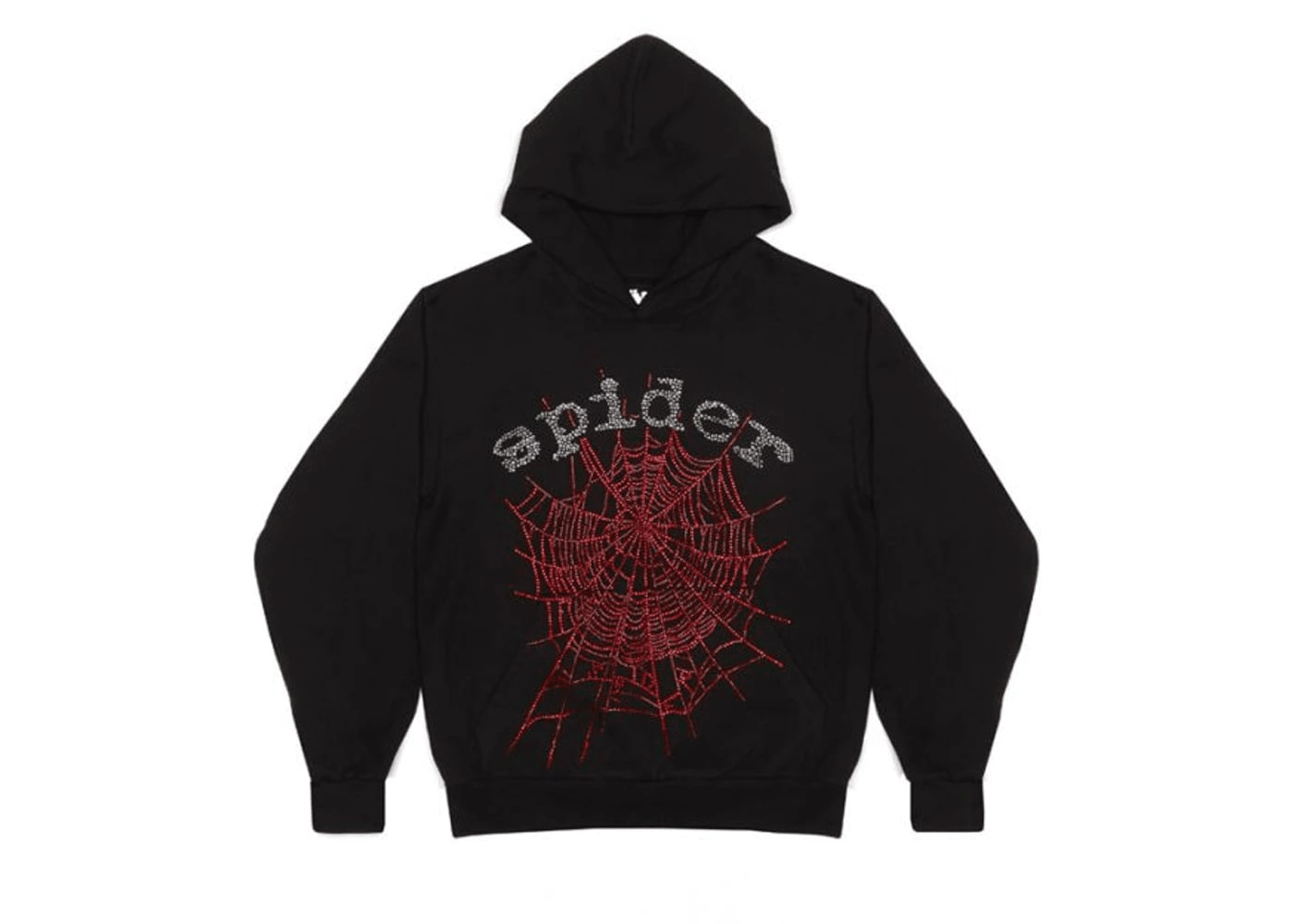 Sp5der OG Rhinestone Logo Hoodie Black - Unlocked Vault Inc